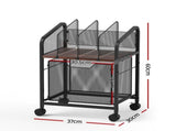 Artiss Mobile File Cabinet Rolling with Locking Wheels Wood Top Compact Storage Organiser Black FC-MESH-1D-BK