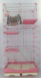 146 cm Pink Pet 4 Level Cat Cage House With Litter Tray & Wheel 72x47x146 cm V278-CSN-1-3-M-3-PINK