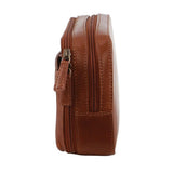 Pierre Cardin Mens Leather Toiletry Bag Travel Organizer Wash Case - Tan V563-PC3619-TAN