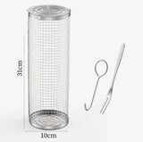 2 Pack Stainless Steel Rolling Grill Baskets with Hooks Forks for Vegetables, Seafood, Camping V1189-LC-HW-00496