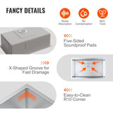 Kitchen Sink, 304 Stainless Steel Drop-In Sinks, Undermount Single Bowl Basin with Accessories V952-QRSSCTXPDCY30ZB7SV0