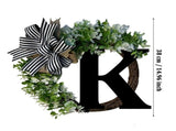 Unique Last Name Year Round Door Wreath With Bow Welcome Sign 26 Letter Farmhouse Wreath For V1192-AZ-W-27915