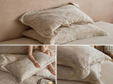 Floral Linen Style Pillowcase Set - 2 Piece Pillow Covers 48 x 74 cm - Wide Border Design V888-ELOSUNG54963-1