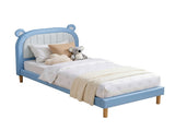 Artiss Kids King Single Bed Frame Upholstered Bear Headboard Waterproof Leather Boys Bed 180kg BFRAME-G-BEAR-KS-BU-AB