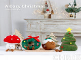 Cute Christmas Plush Ornament Set Featuring Mushroom, Wreath, Pudding, and Christmas Tree Designs V1341-ZY-XUV3VEHY-SETOF4ALL4STYLES