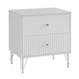 Lisa Wavy Fluted Bedside Table in White V369-601075-WHITE