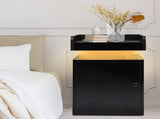 Levede Bedside Table USB Charger Outlet RGB Black NI1049-BK