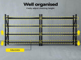 Giantz 4Mx2.4M Garage Shelving Warehouse Rack Black WR-F-20246-200BK-ABCX2