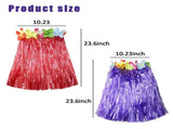 10pc Hawaiian Adult Luau Flowered Grass Skirt, 23 inch Long Hula Skirt Holiday Christmas Party V1192-AZ-W-10887