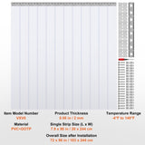 VEVOR Strip Curtain, 96" Height x 72" Width, 0.08" Thickness, 12PCS Clear PVC Strip Door Curtain, V952-PZMLPZGHMPTLGE0VXV0
