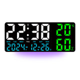 Black Background With Blue,Green and White Light Sleek Large LED Digital Wall & Desk Clock - Remote V888-ELOSUNG27422