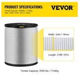 6000Lbs Polyester Pull Tape, 528' x 1" Tape for Wire & Cable Conduit Work Variable Functions, V952-DL25.4MMX161MGDO3V0