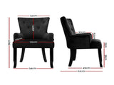 Artiss Dining Chair Velvet French Provincial Armchair Black UPHO-D-DIN116-VEL-BK
