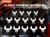 Crowfoot Wrench Set, 1/2" Drive 14-Piece SAE Crows Foot Wrench Set with Storage Tray, V952-NJBSTZJT1214TFIT9V0