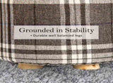 2X Fabric Ottoman Round Wooden Leg Foot Stool - LATTICE V274-FT-GQST01-GYBK2