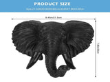 Lifelike Elephant Head Wall Hanging Craft Black Resin African Style Sculpture V1369-AZ3-W-18904