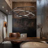 BAMDECOR AD2582/4 Modern LED Chandelier, Hexagonal Rings Ceiling Lighting Contemporary Chandeliers V255-BAM-AD2582-4-46810-BLK