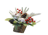 35cm Tabletop Xmas Tree Bark Wooden Barrel Decoration Artificial Bouquet Ornament for Home Hotel V1294-YM0901-3115240094712