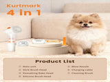 White Rechargeable Pet Grooming Vacuum Brush and Hair Deshedding Comb with 140&deg Curved Pin Comb & V888-ELOSUNG52378