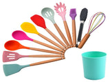 12pcs Cooking Utensils Set Silicone Colorful Wood Handle Cooking Kitchen Utensil Set Colorful V1294-YM0717-3118220192511
