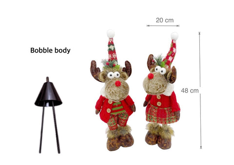 bulk 8 Mr & Mrs Rudolph Bobble Body Standing Deer Assort 48cm V637-XMS31027