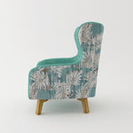 Armchair High back Lounge Accent Chair Designer Printed Fabric with Wooden Leg V43-AC-ROSEGR-C