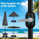 Instahut Outdoor Umbrella 2.9m Market Umbrella with String Light Tilt Charcoal Shade XFEL-UMB-FLAP-51-CO