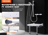 Folding PE Shower Seat, 15.7'' x 14.8'' Unfolded, Wall Mounted Fold Up Shower Bench with 500 lbs V952-SLKPEZCTWKB16SNT7V0