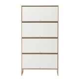 Artiss Narrow Shoe Cabinet Adjustable Shelves Flip-up Door White & Pine FURNI-N-SHOE-4D-WHWD-AB