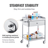 VEVOR Medical Cart, 2 Layer stainless Steel Cart100 kg Weight Capacity Utility Cart Silent Wheels V952-SYSSTCSB20124D3E4V0
