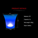 LED Ice Bucket Color Changing Wine Bucket Round Plastic Ice Bucket For KTV Party Bar V1294-YM0717-10084272
