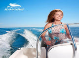 Seamanship 2X Folding Boat Seats with 2X Adjustable Pedestals 3446cm Marine Swivel Low Back 13cm BS-86202-GC-40-3446X2