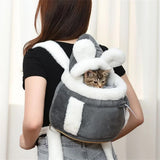 Grey 2-in-1 Ultra-Soft Plush Pet Carrier & Mobile Bed - Portable & Lightweight Cute Cat Ear Design V888-ELOSUNG45395
