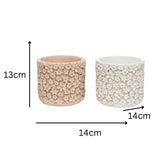 Set 2 Asst Flower Embossed Planters w Hole Plug 18cm V637-88748PLN