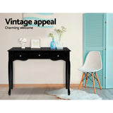 Artiss Console Table 3 Drawers Black Hamptons DRESS-D-NEW-HS-3D-BK