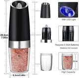 2PACK Gravity Electric Pepper and Salt Grinder Set Stainless Steel Black V1263-JX-7362