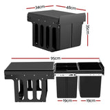 Cefito Pull Out Bin Kitchen Triple Slide Garbage Rubbish Bins Basket Blcak 31L POT-BIN-31L-3C-BK