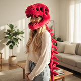 120CM Red Funny Dinosaur Skeleton Plush Headwear Quirky Bone Fossil Plushie Hat & Huggable Doll V888-ELOSUNG52007