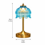 Cordless Table Lamp, Rechargeable Amber Glass Lotus Flower Lamp 3600mAh touch lamp with 3 color V1192-AZ-W-23127