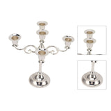 5 Arm Candlestick Holder Iron Retro Decorative Candle Holder Centerpiece for Home Church Silver V1294-YM0710-3115230100313
