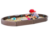 Sandbox with Cover, 72 x 41.5 x 9.1 in Oval Sand Box, HDPE Sand Pit with 4 Corner Seating and Bottom V952-SXSLTYXJCK00EEGPJV0