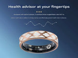 9 Striped Gold Smart Health Ring Tracker with Wireless Charging Case - Titanium Steel Fitness V888-ELOSUNG38731
