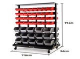 BAUMR-AG 94 Parts Bin Rack Storage System Mobile Double-Sided - Red V219-STRBRKBMRAM94R