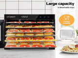 Devanti Food Dehydrator 6 Tray Fruit Dryer Jerky Maker With Stainless Steel Rack FD-E-RACK-306
