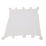 Throw Blanket White 90x90cm Cotton Knitted Pom Pom Throw Blanket for Sofa Bed Car Camping V1294-YM0901-180712ZQ06-3