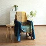 Cotton Single Sofa Blanket, Knitted Fringed Blanket, Double Sided Patchwork, Decorative Warm Blanket V1188-MS-227-2255