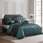 Davinci Valencia Emerald Damask Jacquard Quilt Cover Set Super King V442-LED-QUILTCS-VALENCIA-EMERALD-SK