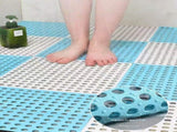 White And Yellow DIY Interlocking Non-Slip Floor Tiles - 12-Pack PVC Drainage Mat for Shower & V888-ELOSUNG36094