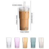 Glass Cups with Lids and Glass Straws, 20 Oz High Borosilicate Tumbler Glass Iced Coffee, Wide Mouth V1369-AZ3-W-20293