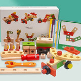 wooden toolbox, animal themed toy, building set, kids construction toy, fine motor skills, creative V1106-819-76755-MLT-13